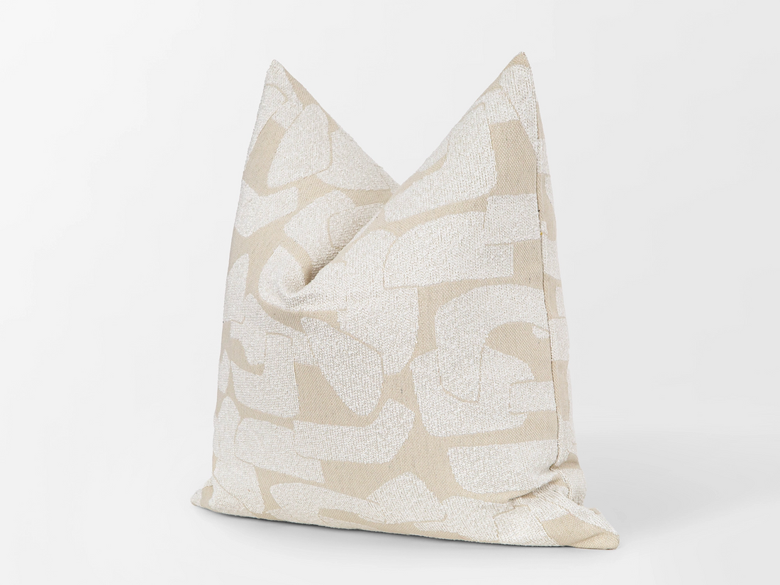 Ivory Geometric Textured Pillow Cover
