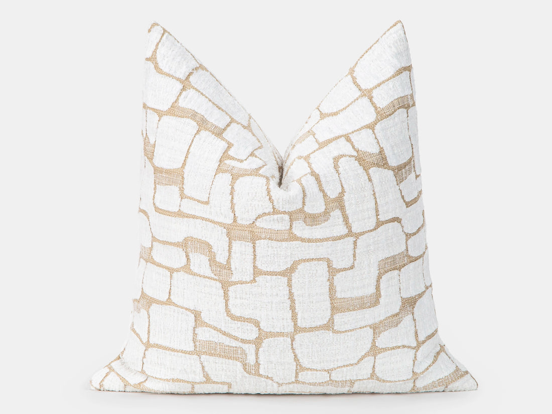 Ivory Geometric Silky Pillow Cover