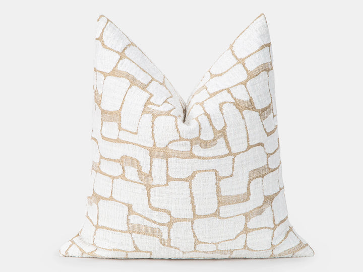 Ivory Geometric Silky Pillow Cover