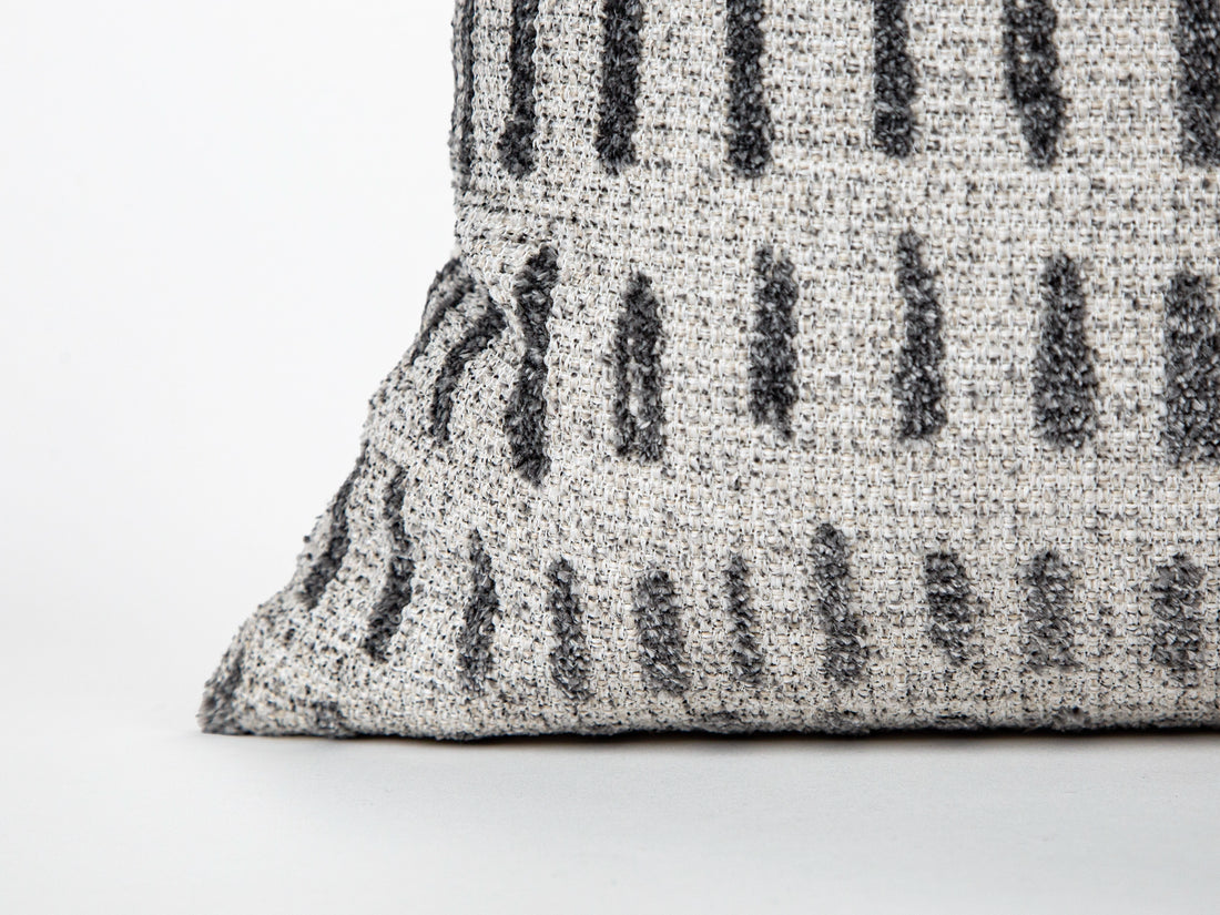 Ivory and Gray Dash Pillow Cover