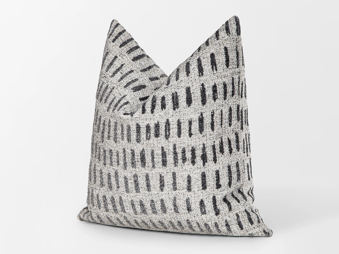 Ivory and Gray Dash Pillow Cover