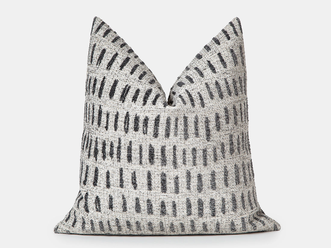 Ivory and Gray Dash Pillow Cover