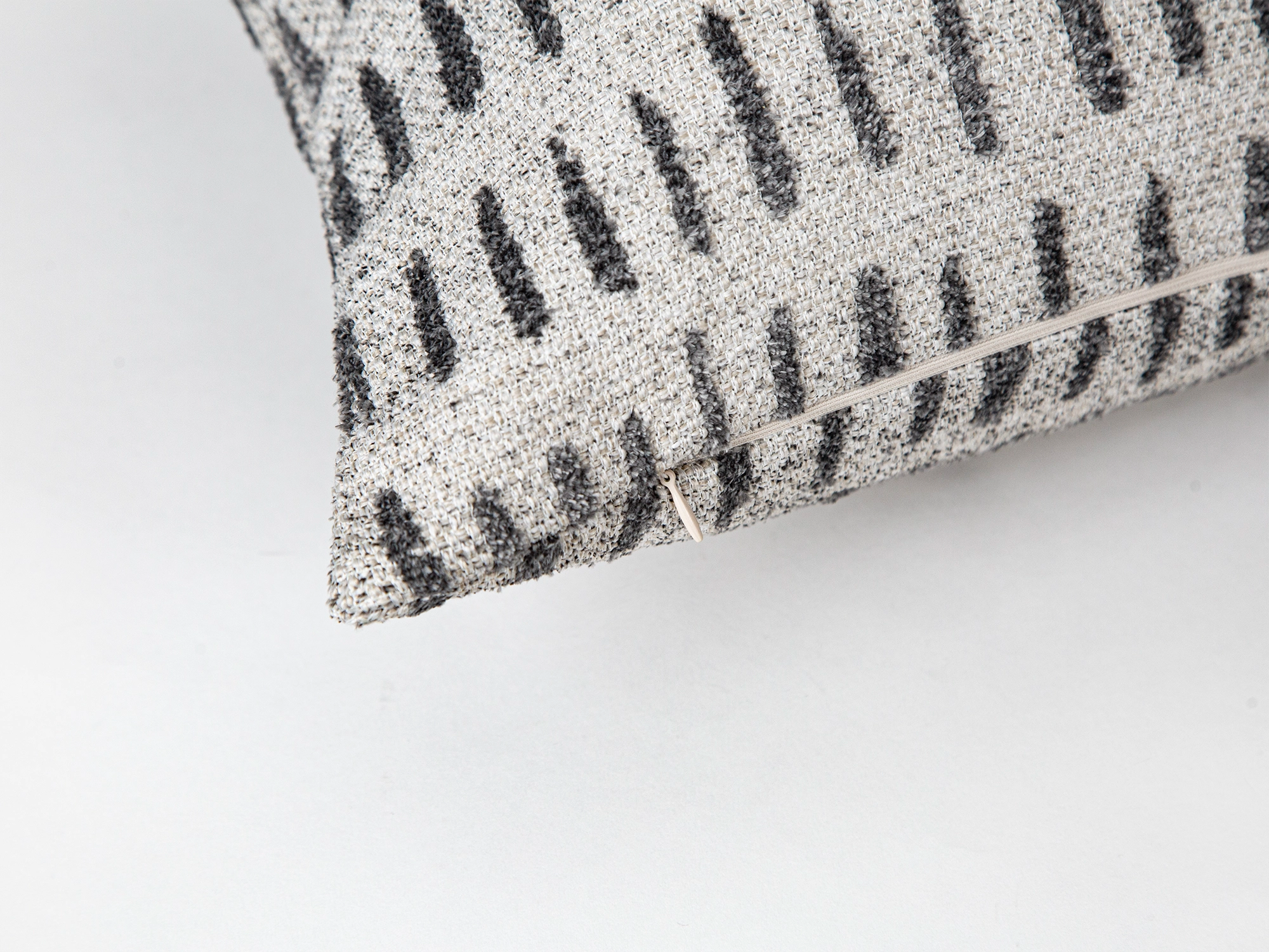 Ivory and Gray Dash Pillow Cover