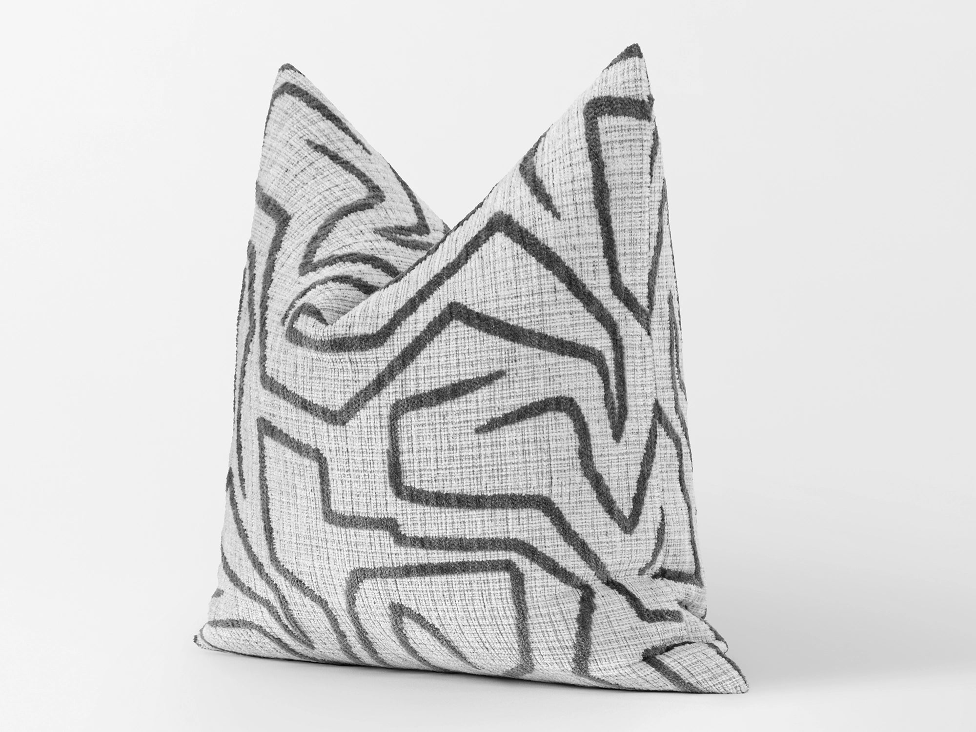 Ivory and Gray Graffito Pillow Cover
