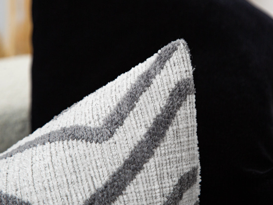 Ivory and Gray Graffito Pillow Cover