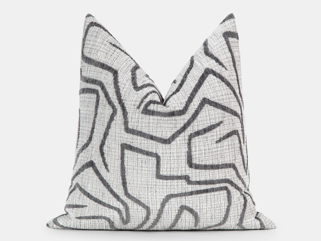 Ivory and Gray Graffito Pillow Cover