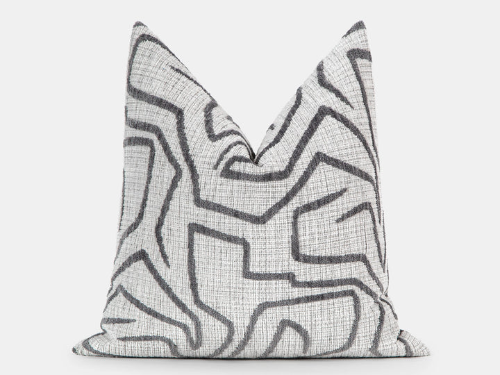 Ivory and Gray Graffito Pillow Cover