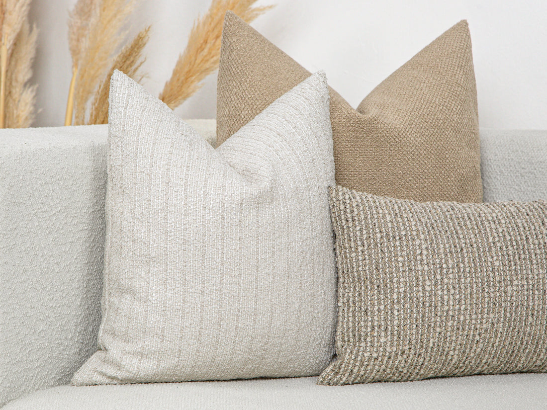 Ivory Linear Boucle Pillow Cover