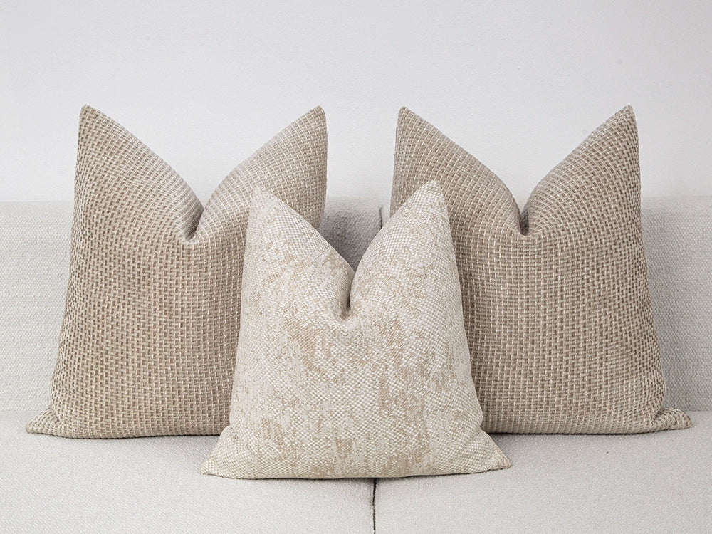 Cream Abstarct Woven Pillow Cover