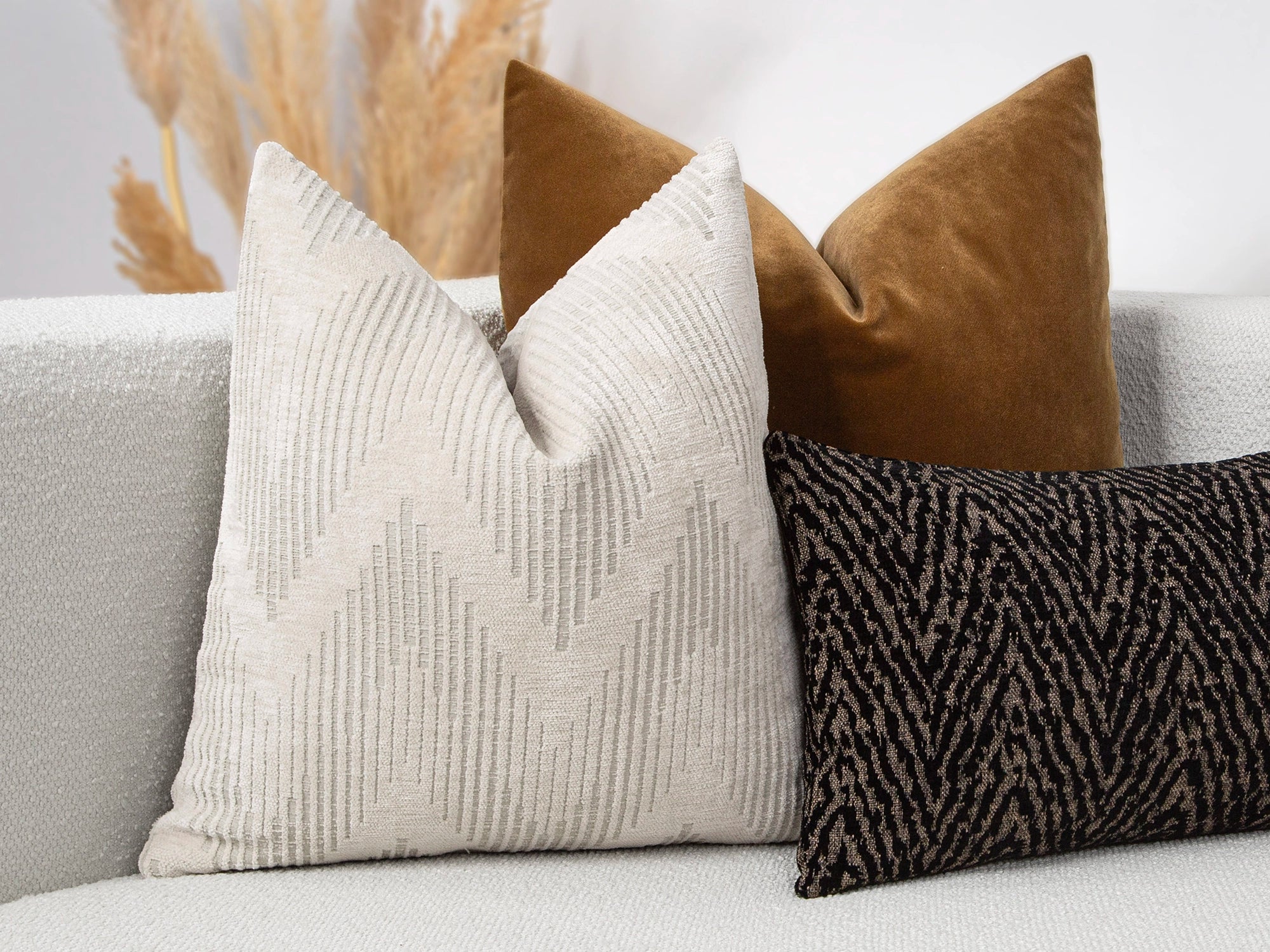 Ivory Geometric Textured Pillow Cover