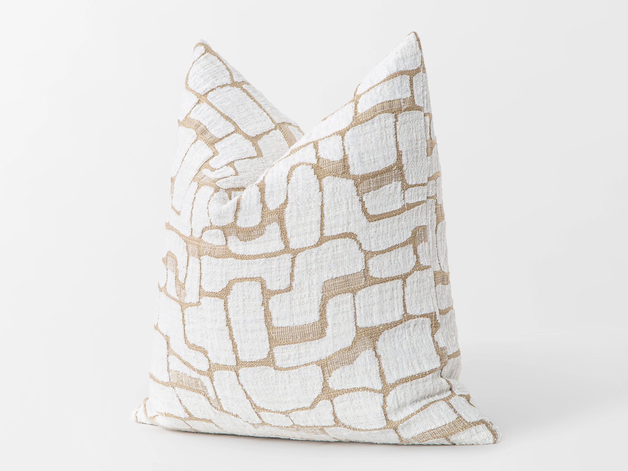 Ivory Geometric Silky Pillow Cover