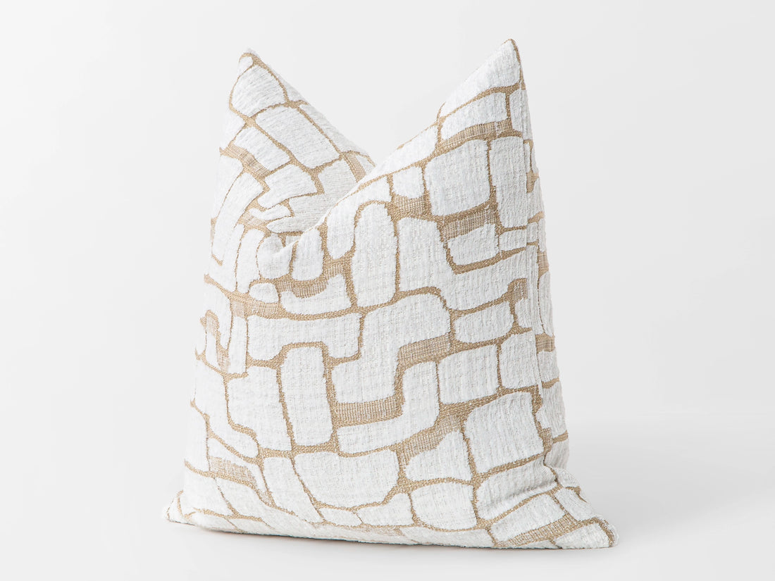Ivory Geometric Silky Pillow Cover