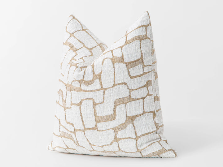 Ivory Geometric Silky Pillow Cover
