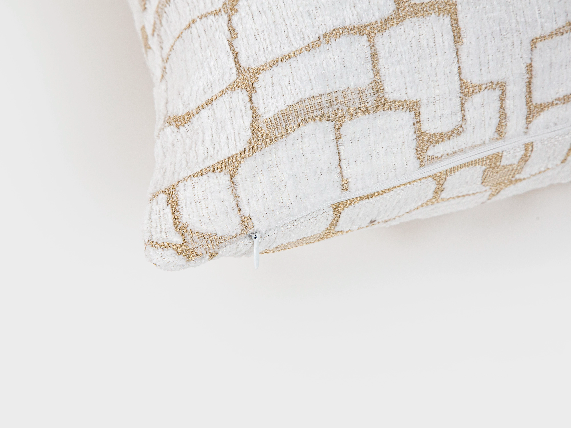 Ivory Geometric Silky Pillow Cover