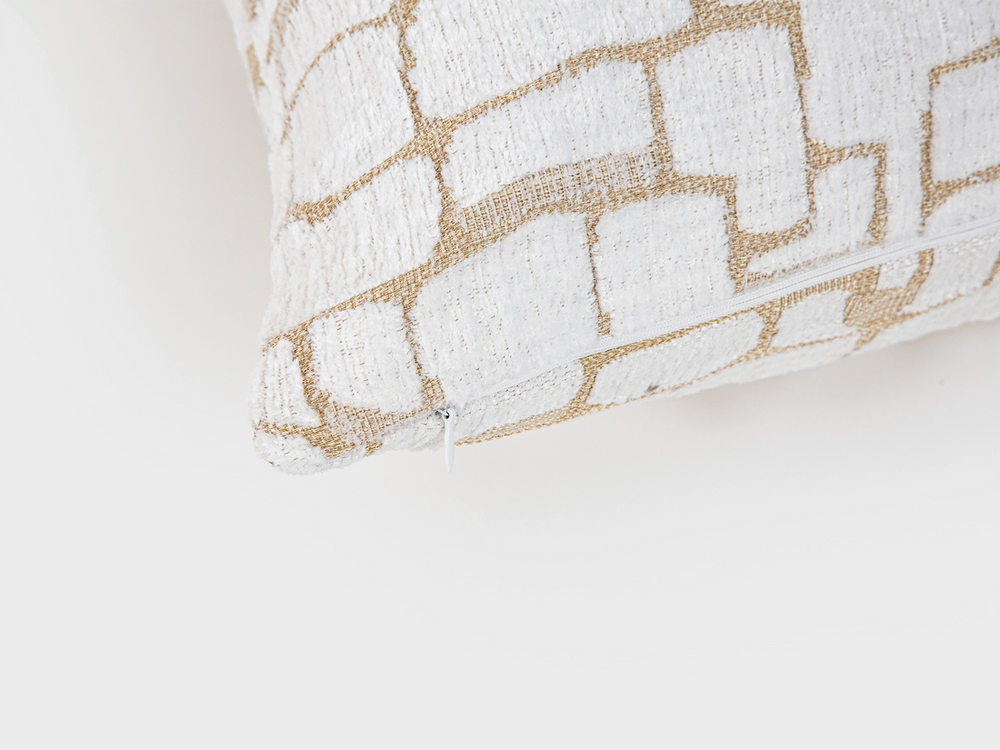 Ivory Geometric Silky Pillow Cover