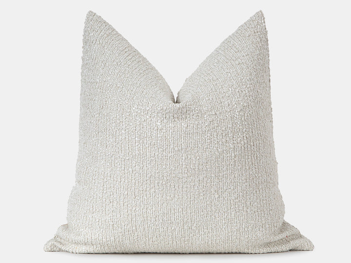Ivory Striped Boucle Pillow Cover