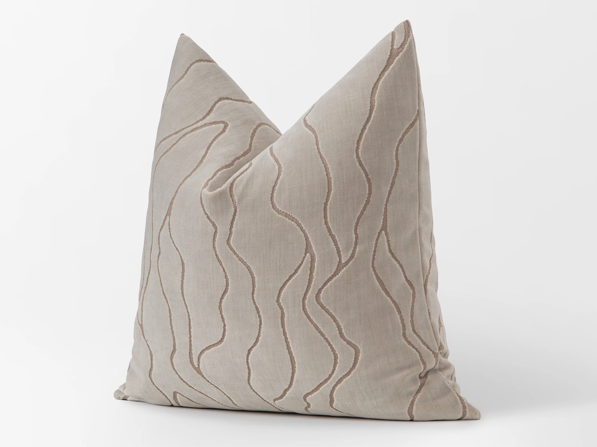 Neutral Abstract Cut Velvet Pillow Cover