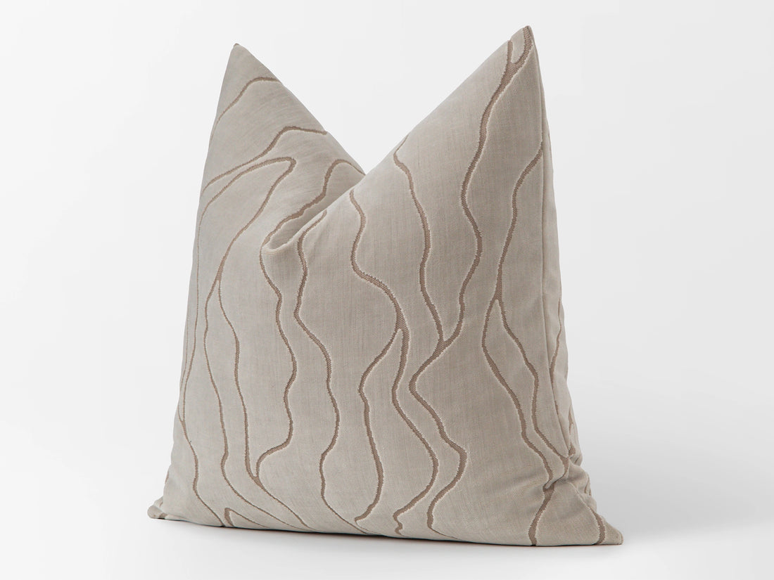 Neutral Abstract Cut Velvet Pillow Cover