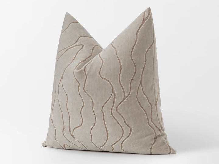 Neutral Abstract Cut Velvet Pillow Cover