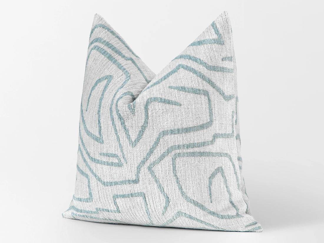 Ivory and Teal Graffito Pillow Cover