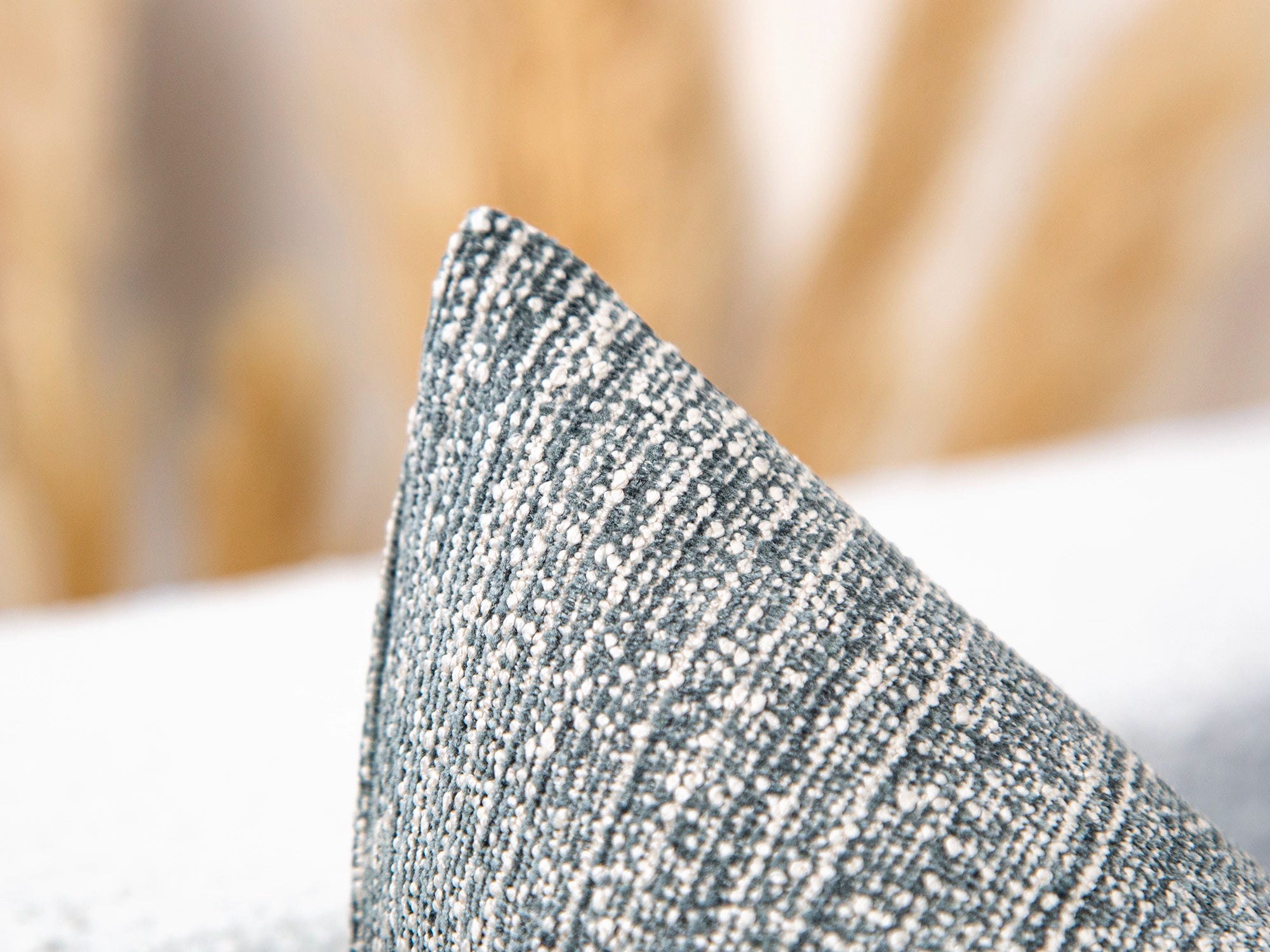 Ivory & Teal Linear Woven Pillow Cover