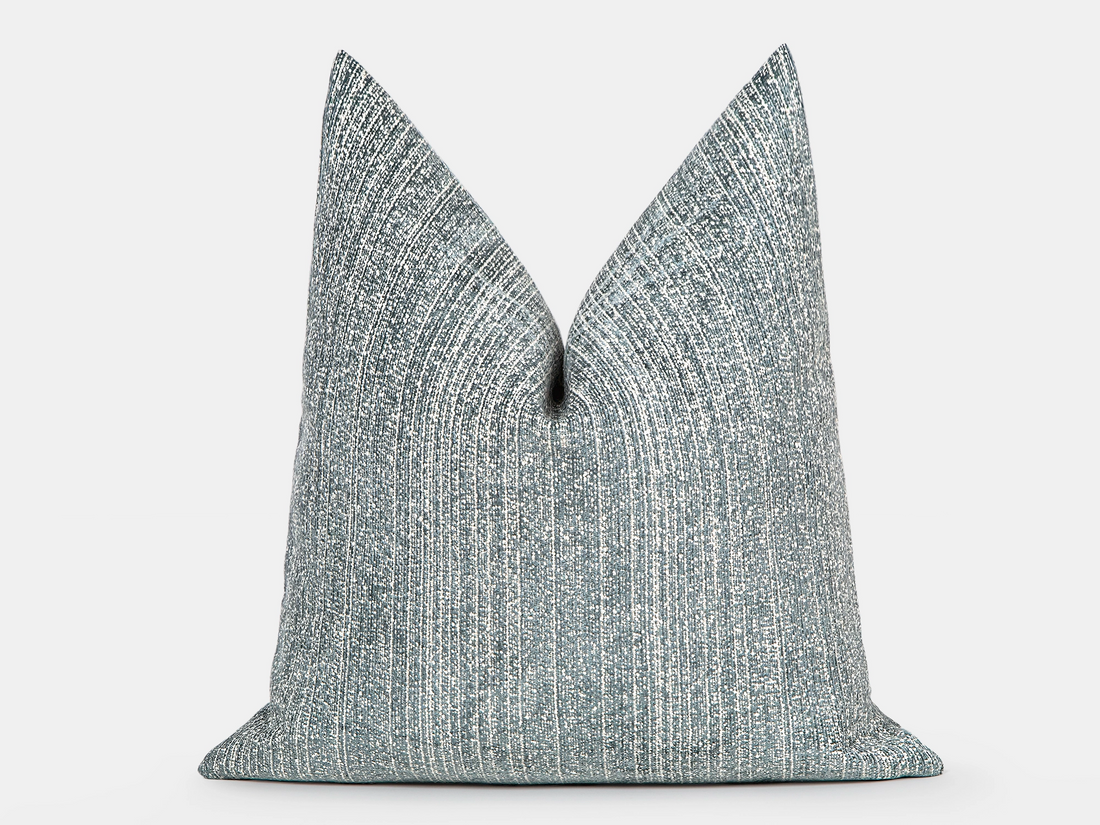 Ivory & Teal Linear Woven Pillow Cover