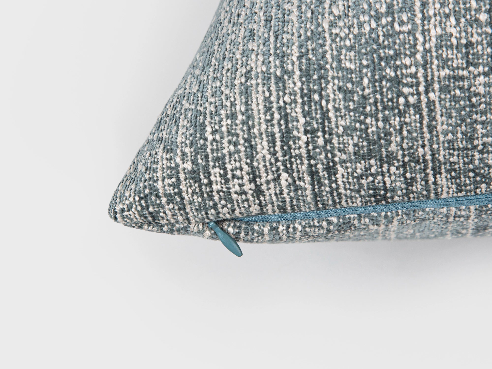 Ivory & Teal Linear Woven Pillow Cover