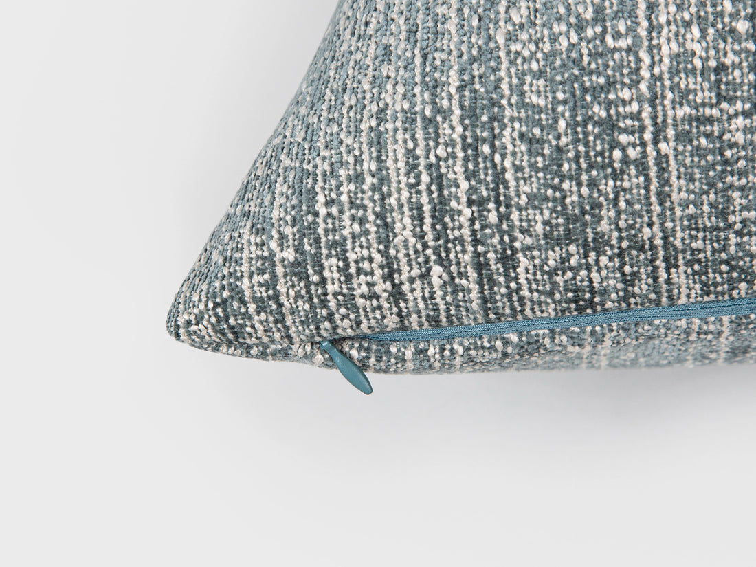 Ivory & Teal Linear Woven Pillow Cover