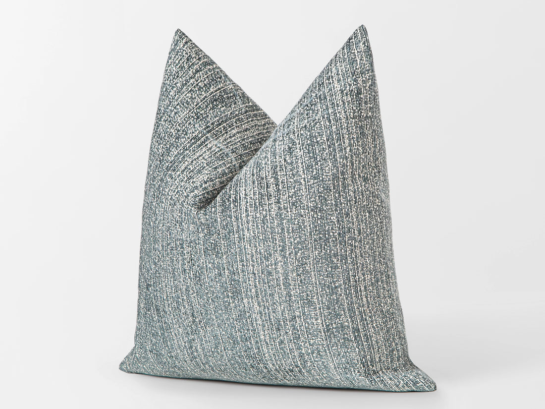 Ivory & Teal Linear Woven Pillow Cover