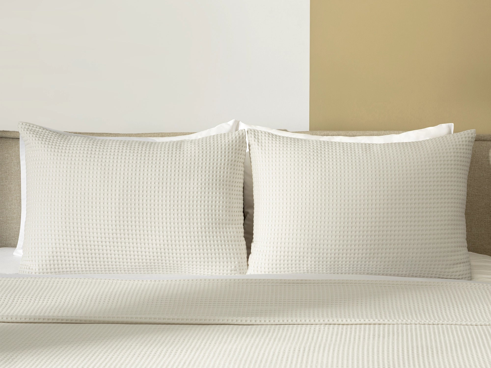 Ivory Waffle Bed Throw Set