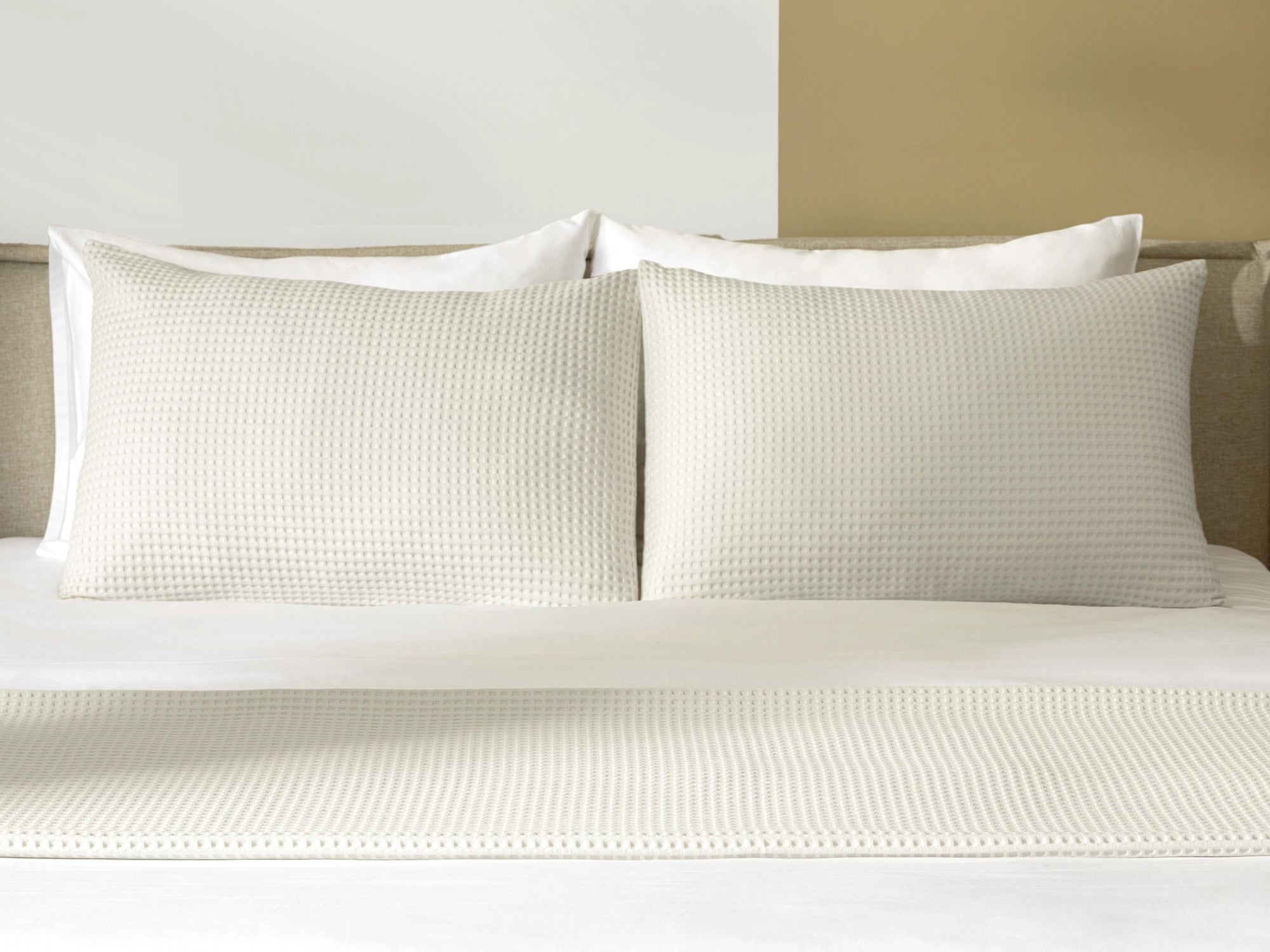 Ivory Waffle Bed Throw Set