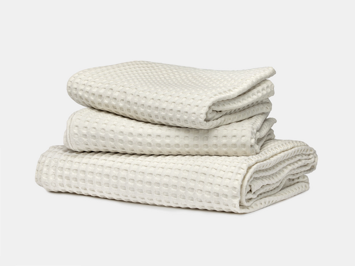 Ivory Waffle Bed Throw Set