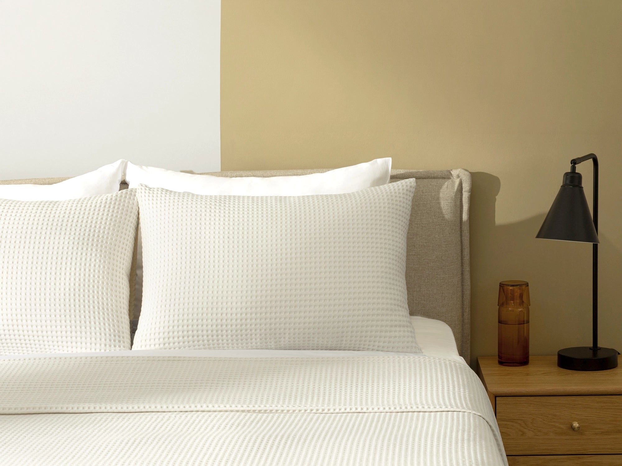 Ivory Waffle Bed Throw Set