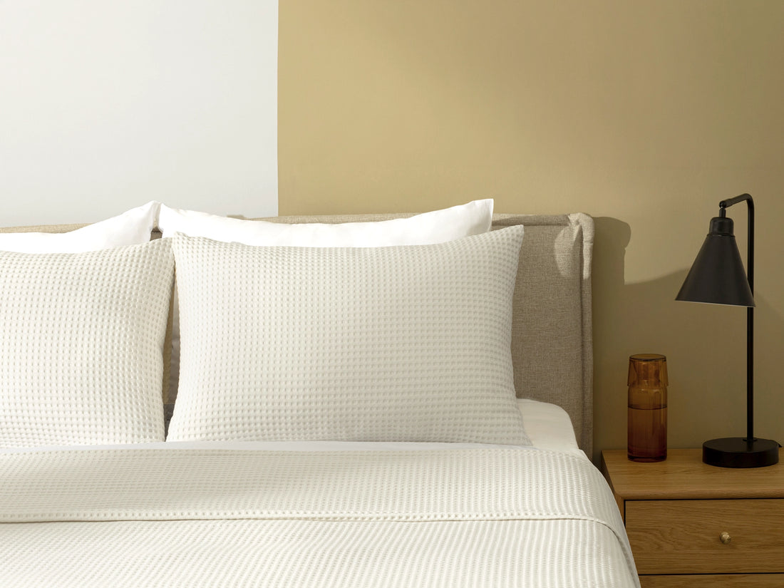 Ivory Waffle Bed Throw Set