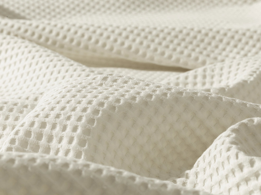 Ivory Waffle Bed Throw Set