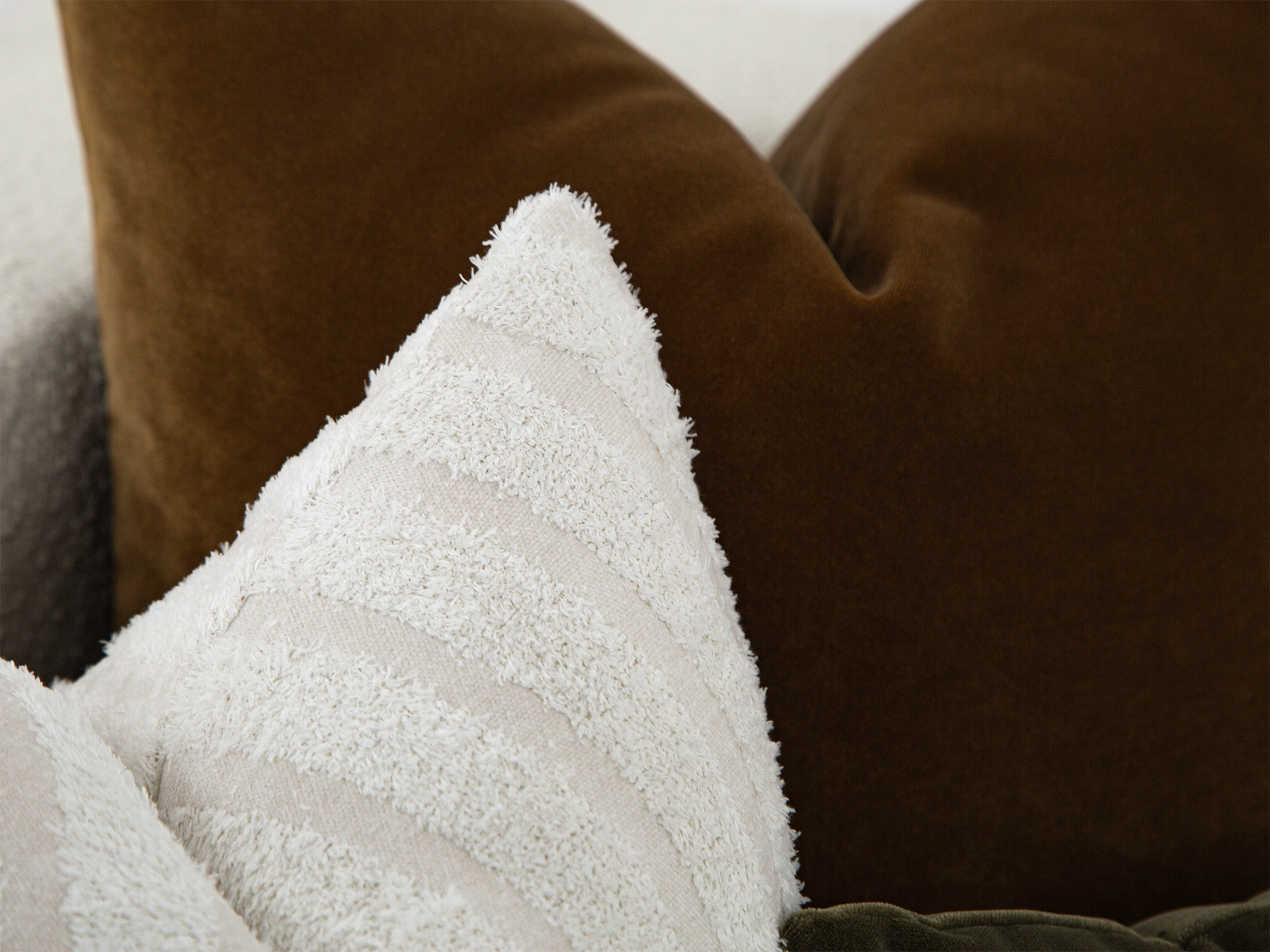 Cream Striped Super Soft Fluffy Pillow Cover