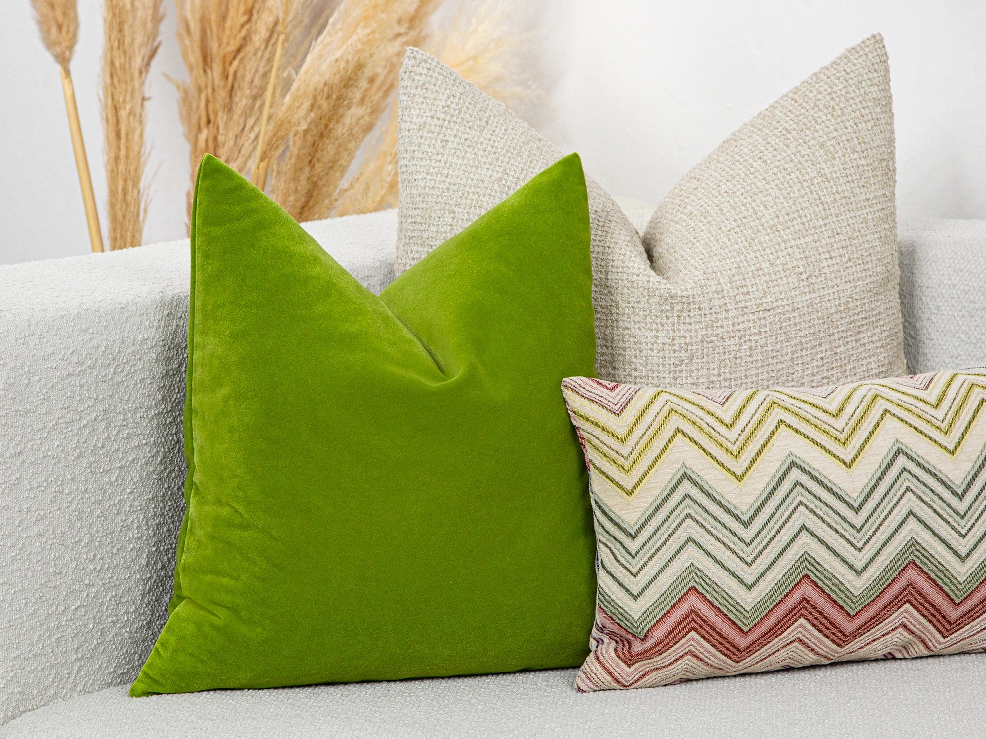 Kiwi Green Velvet Pillow Cover