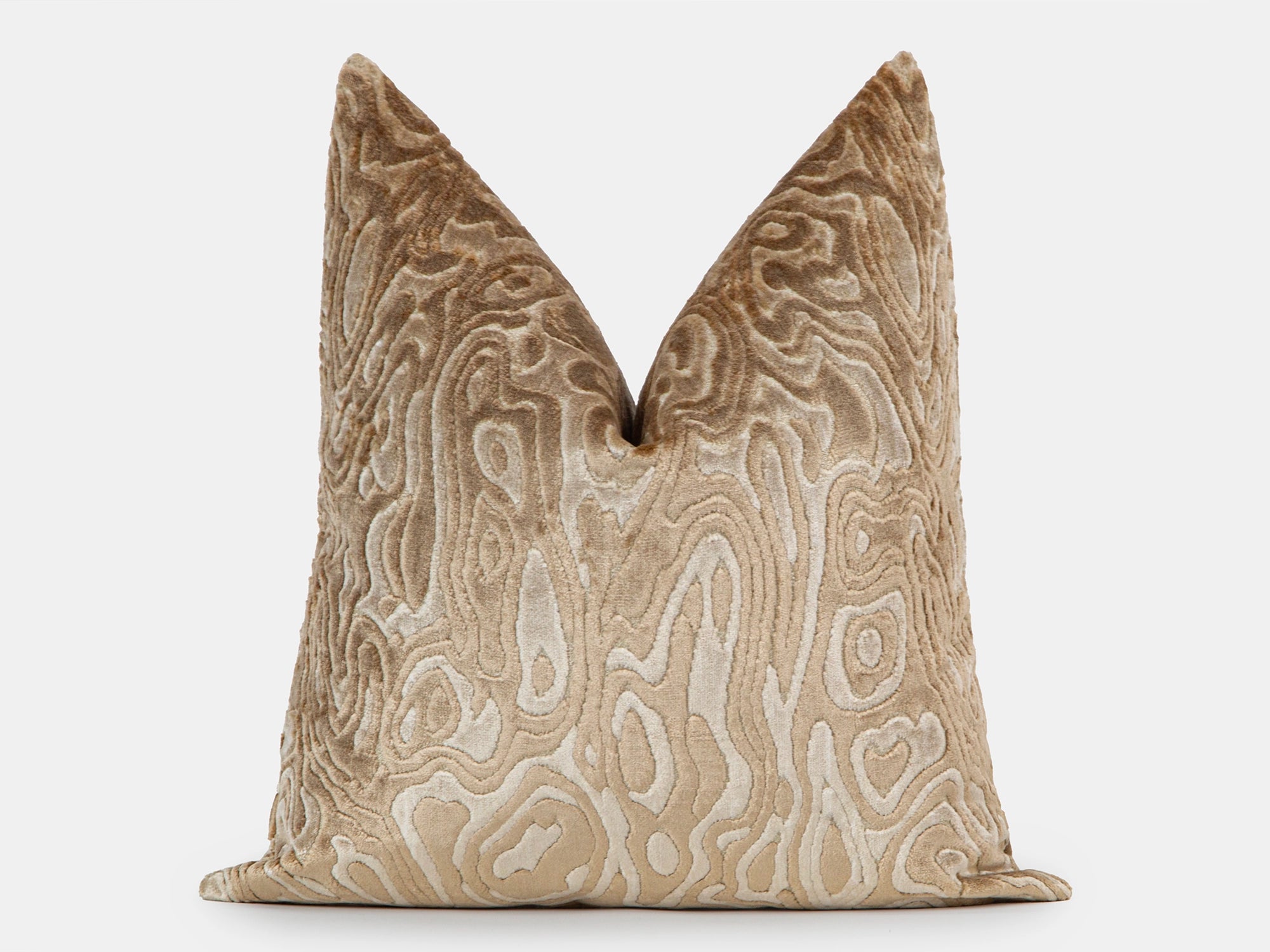 Latte Beige Abstract Cut Velvet Pillow Cover