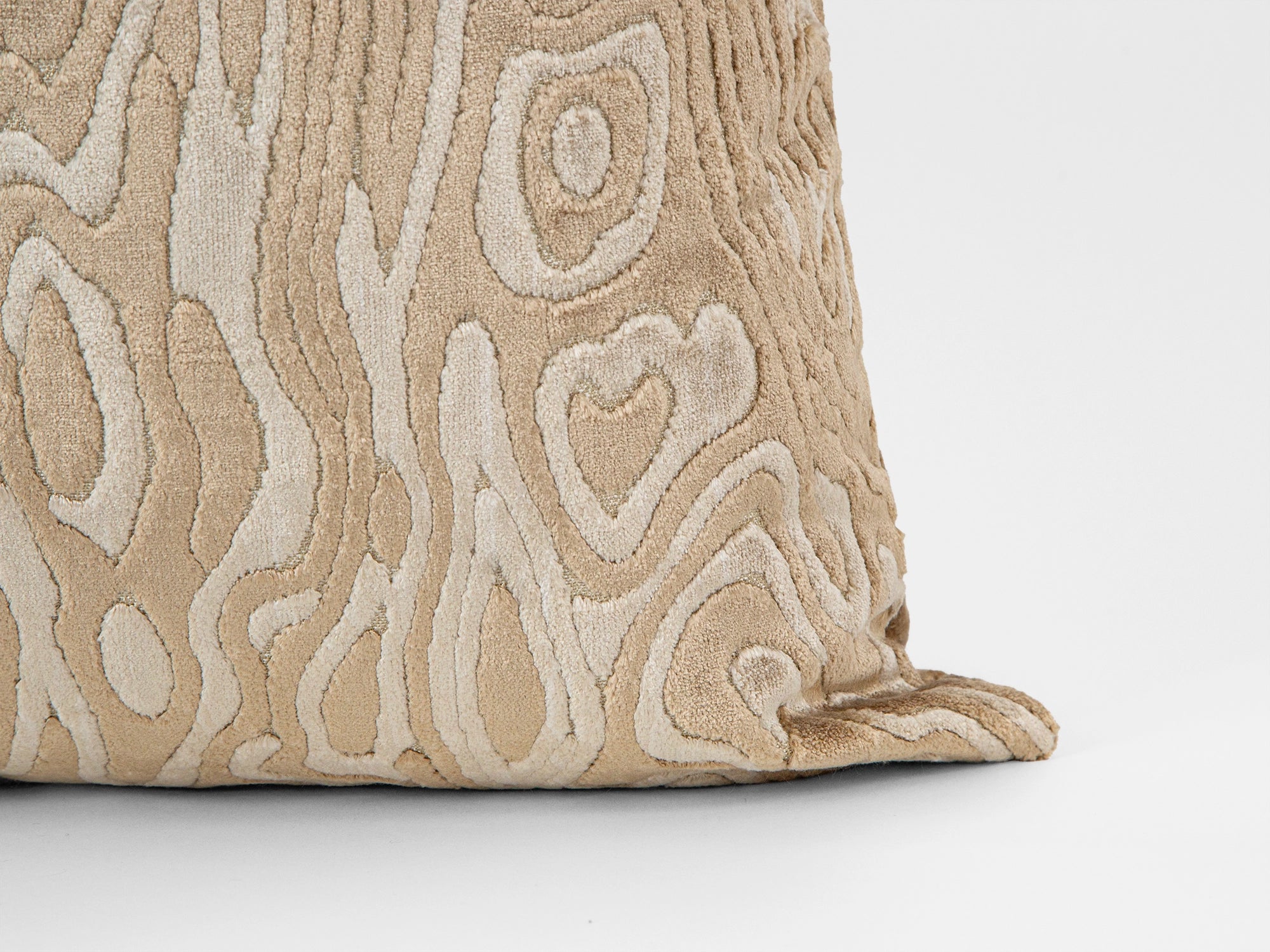 Latte Beige Abstract Cut Velvet Pillow Cover