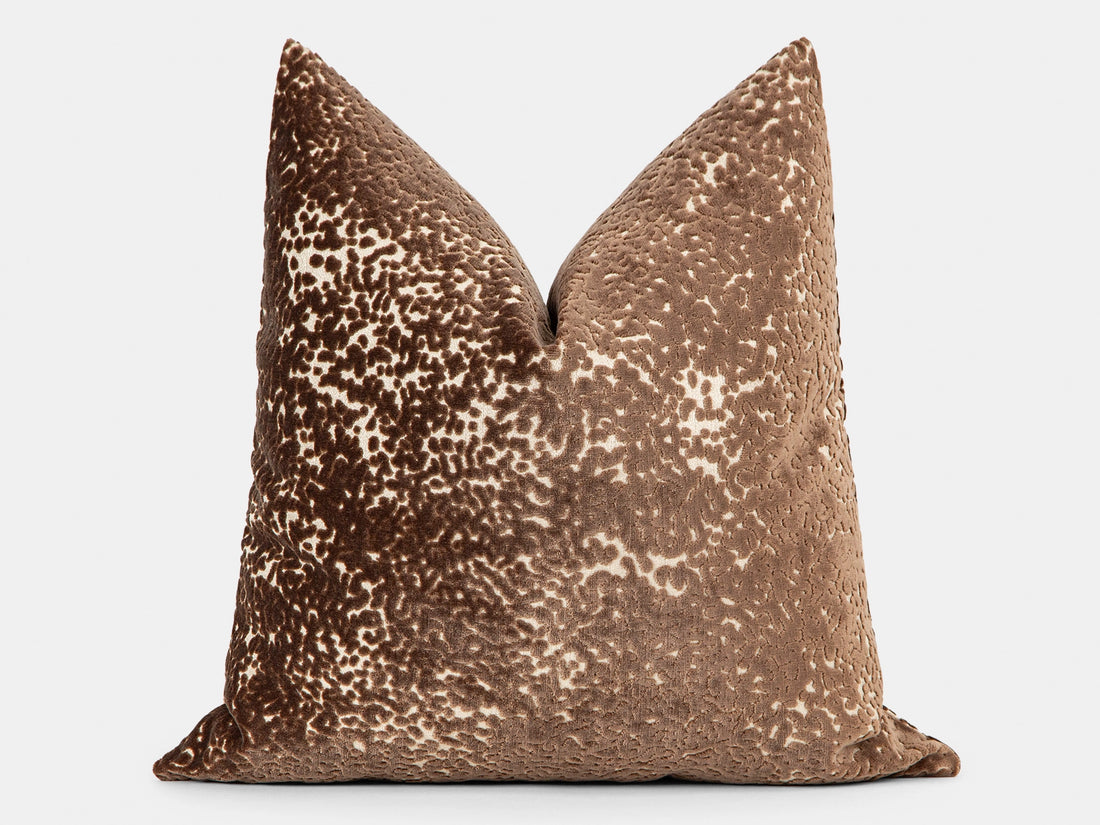 Latte Brown Cut Velvet Pillow Cover