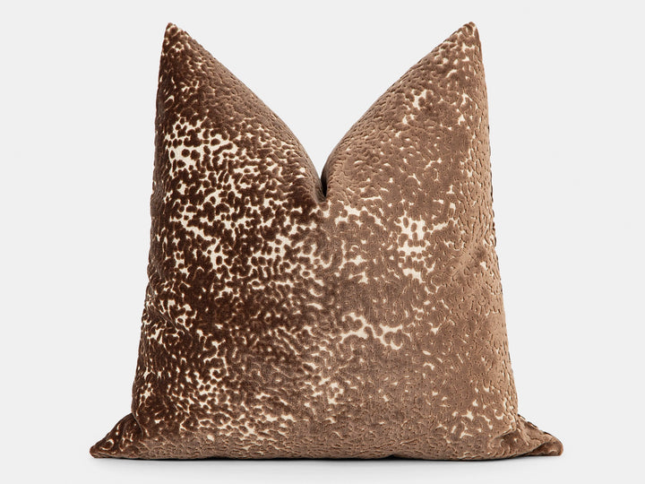 Latte Brown Cut Velvet Pillow Cover