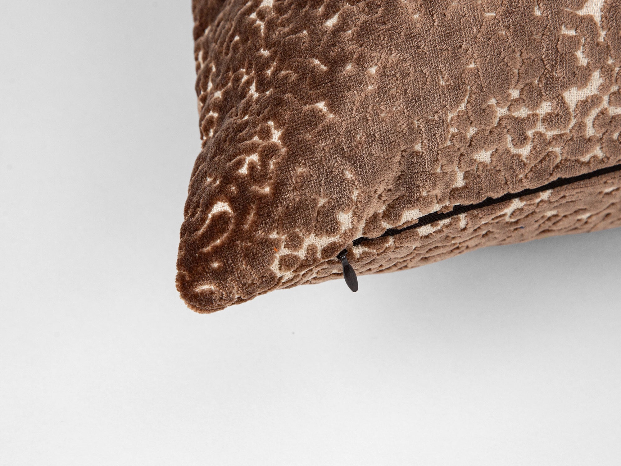 Latte Brown Cut Velvet Pillow Cover