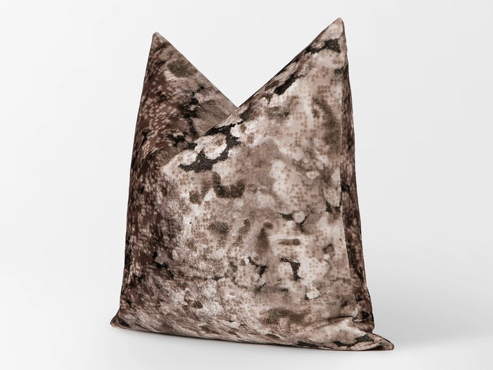 Latte Brown Watercolor Velvet Pillow Cover