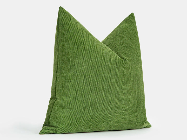 Apple Green Ribbed Velvet Pillow Cover
