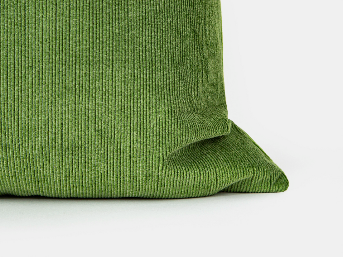 Apple Green Ribbed Velvet Pillow Cover