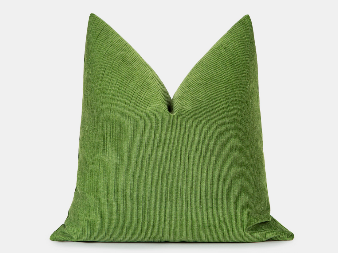 Apple Green Ribbed Velvet Pillow Cover