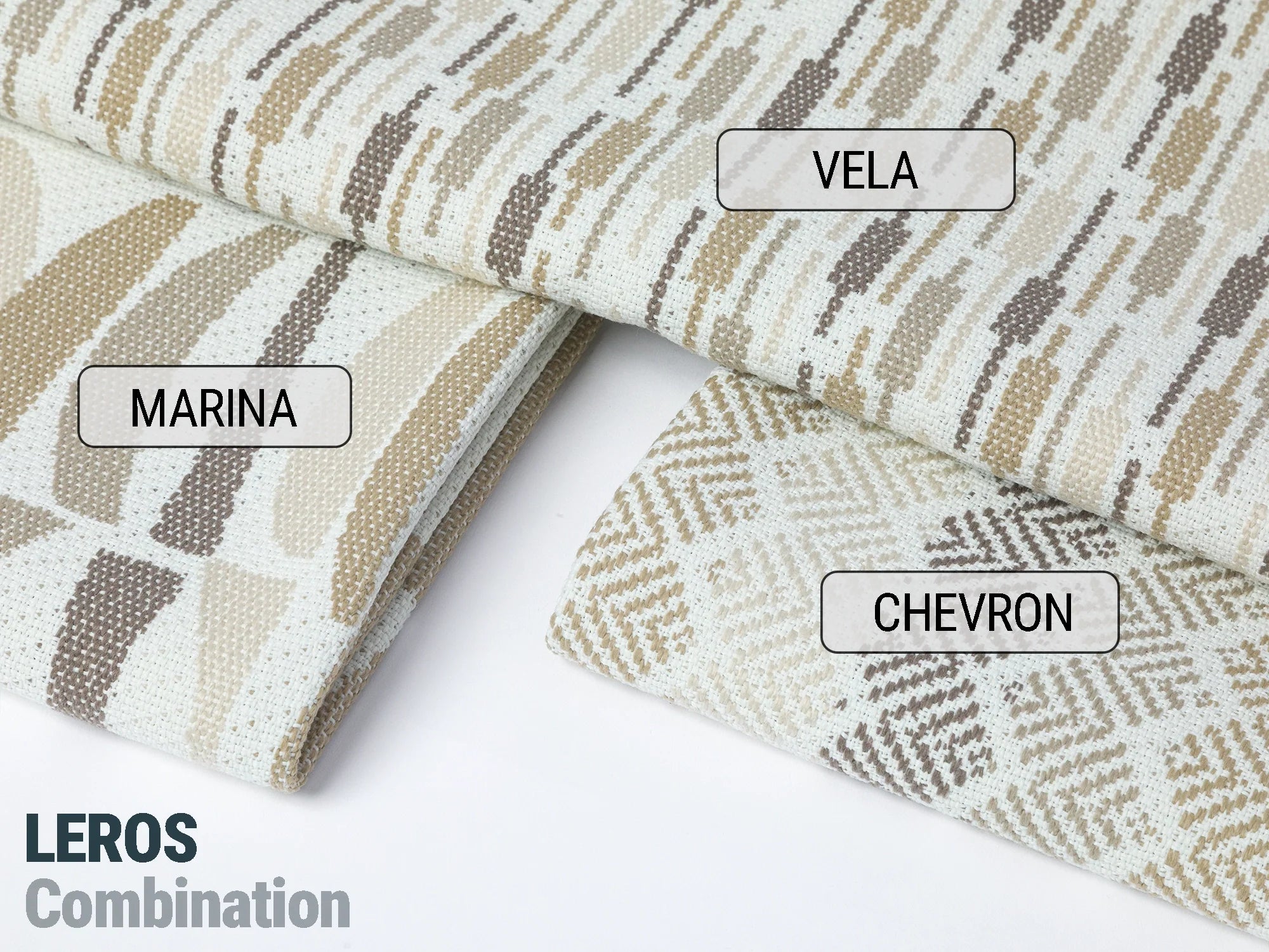 Beige Geometric Outdoor Upholstery Fabric