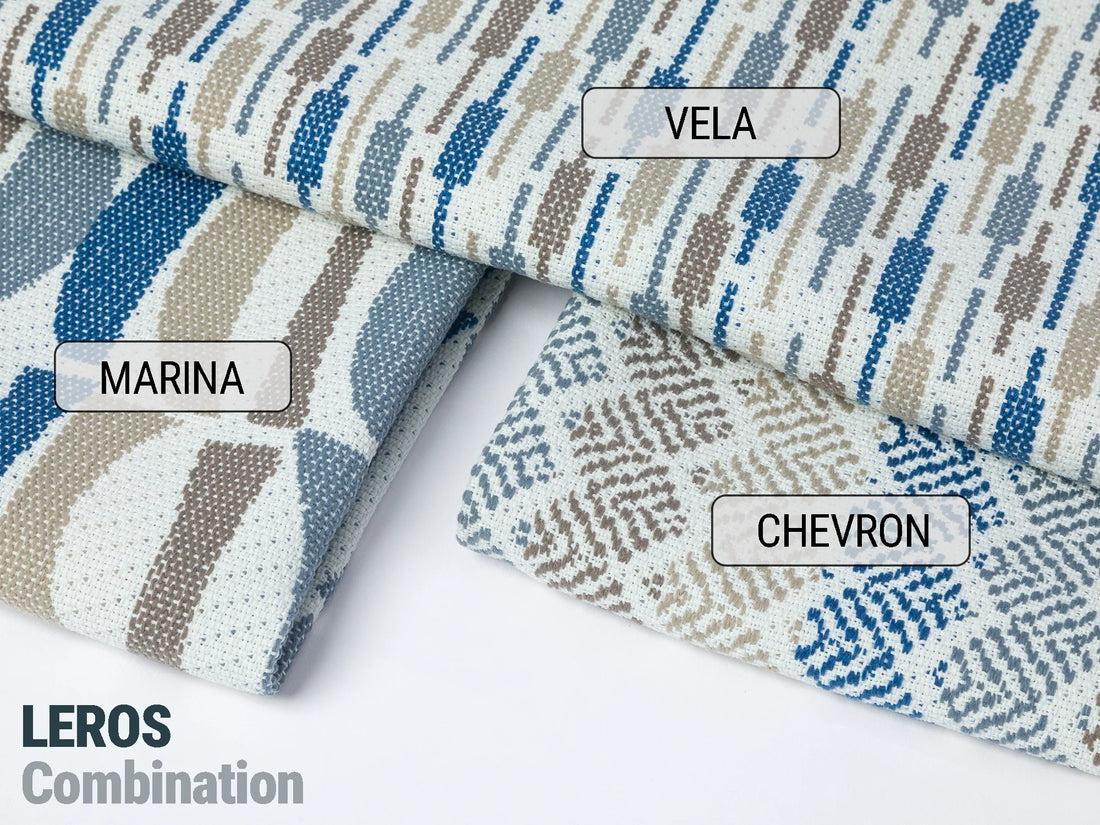 Navy Blue Geometric Outdoor Upholstery Fabric