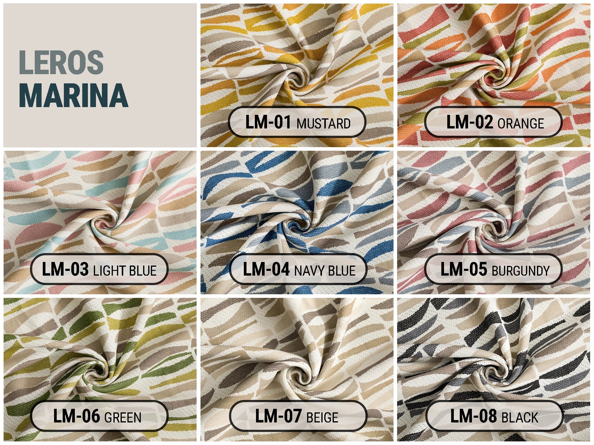 Geometric Outdoor Upholstery Fabrics - 8 Color Options