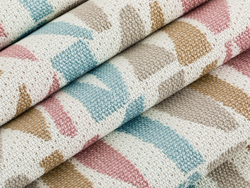 Light Blue Geometric Outdoor Upholstery Fabric